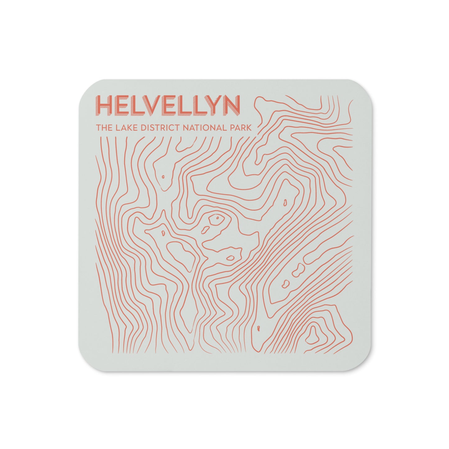 Helvellyn Abstract Topo Cork-Back Coaster - Modernist Tabletop Design - Beige/Orange