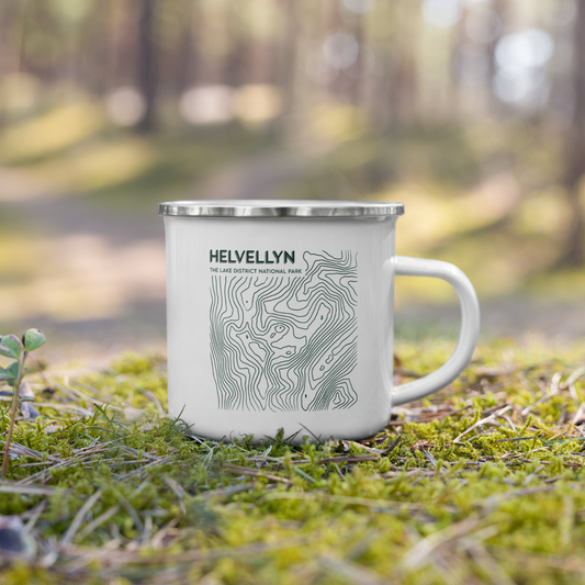 Helvellyn Minimalist Enamel Mug - Sleek Lines Outdoor Drinkware - Green