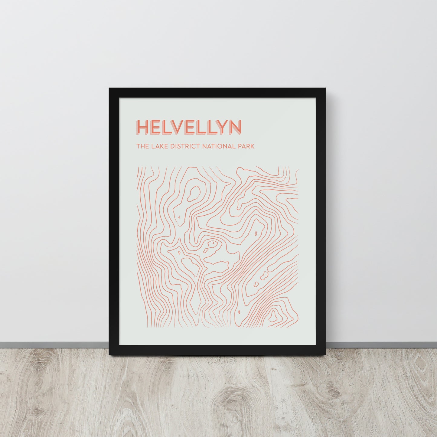 Helvellyn Contour Elegance Framed Poster - Abstract Topographical Art - Beige/Orange