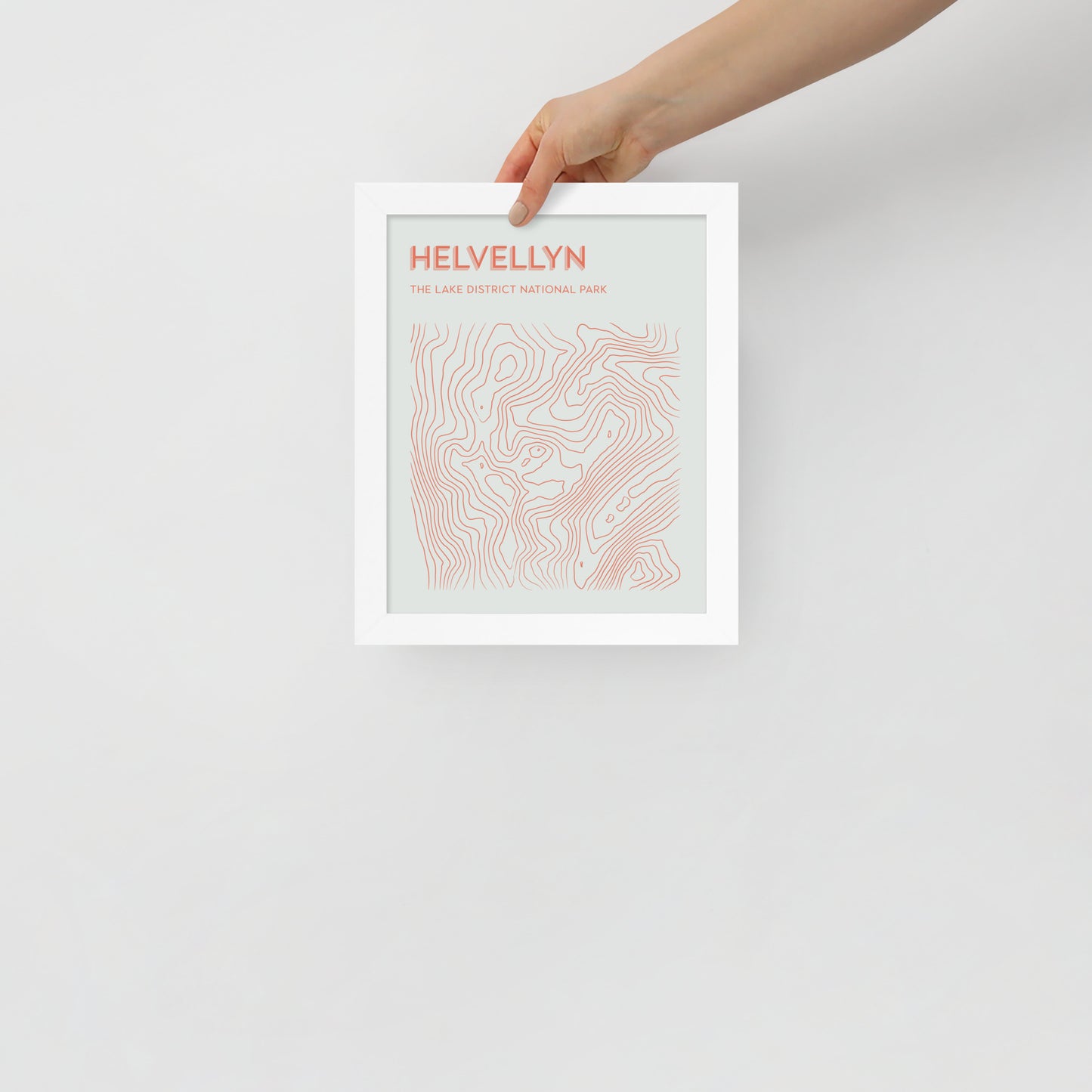 Helvellyn Contour Elegance Framed Poster - Abstract Topographical Art - Beige/Orange