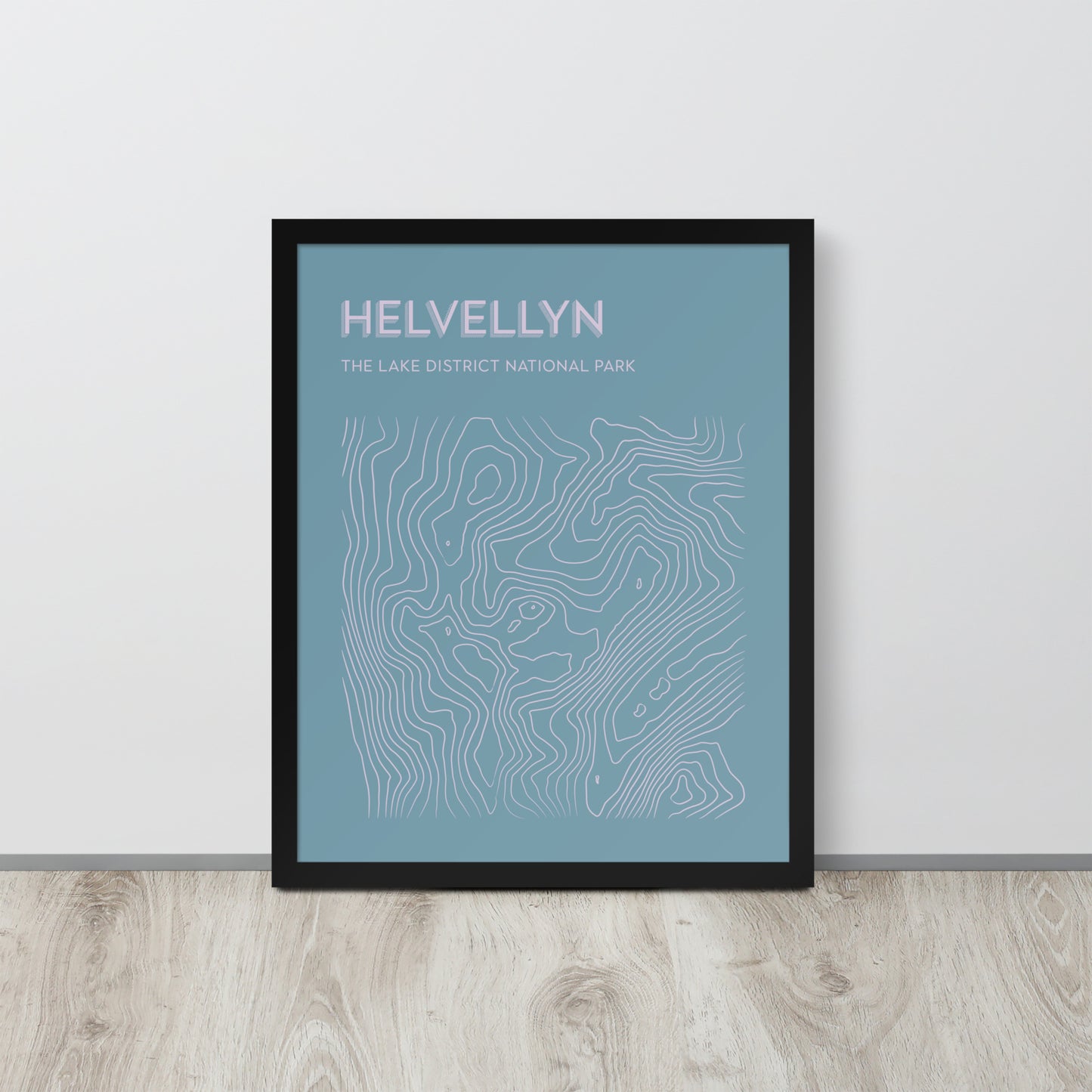 Helvellyn Contour Elegance Framed Poster - Abstract Topographical Art - Blue/Pink