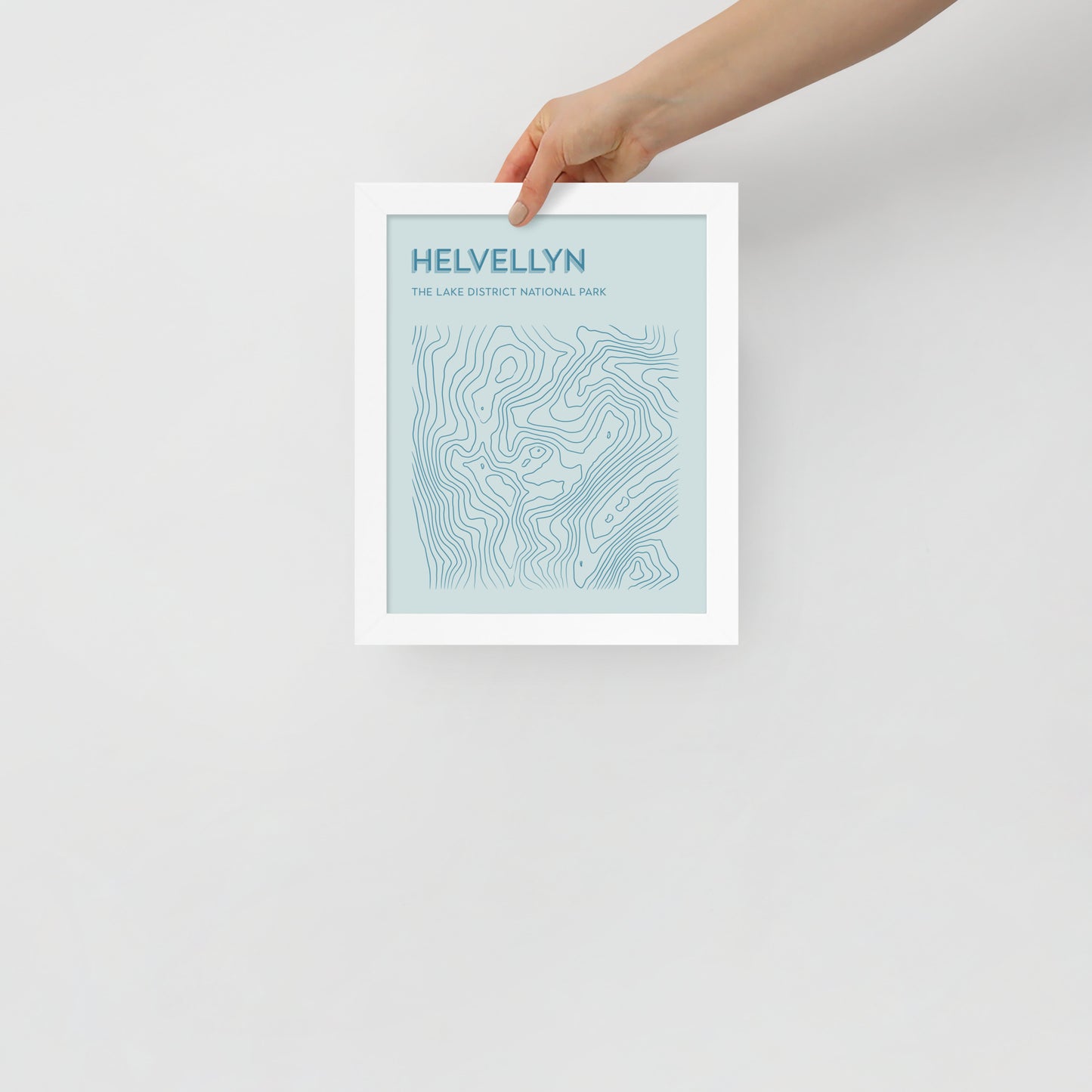 Helvellyn Contour Elegance Framed Poster - Abstract Topographical Art - Pastel BLues