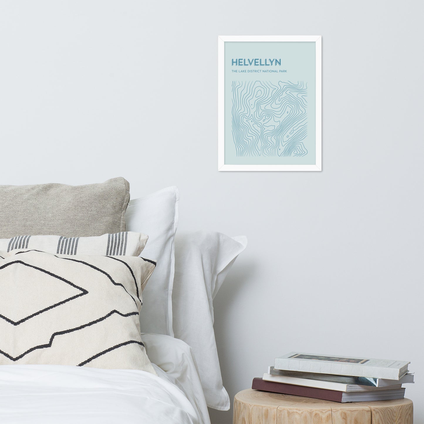 Helvellyn Contour Elegance Framed Poster - Abstract Topographical Art - Pastel BLues