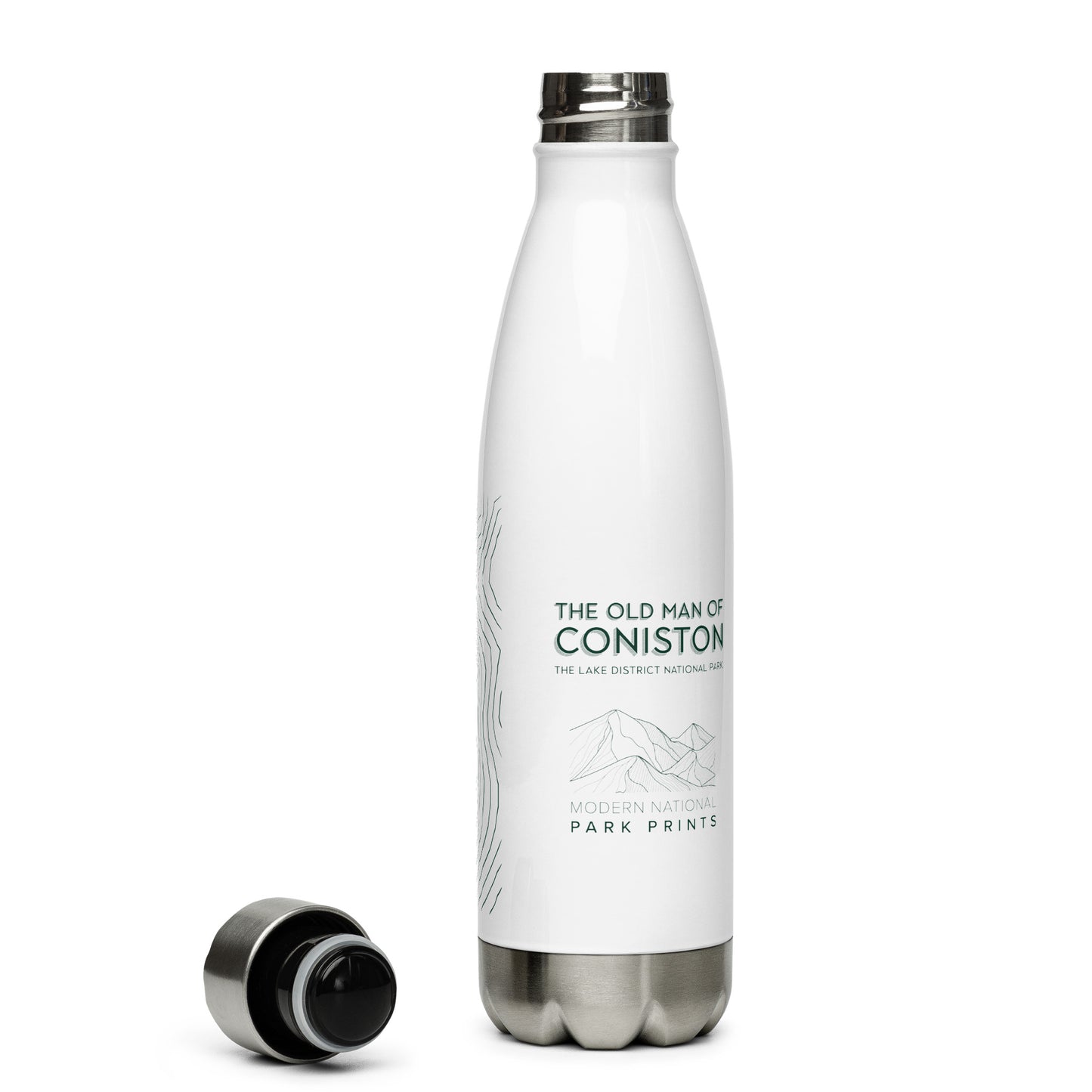 Coniston Old Man Sleek Hydration Stainless Steel Bottle - Minimalist Adventure Gear - Green